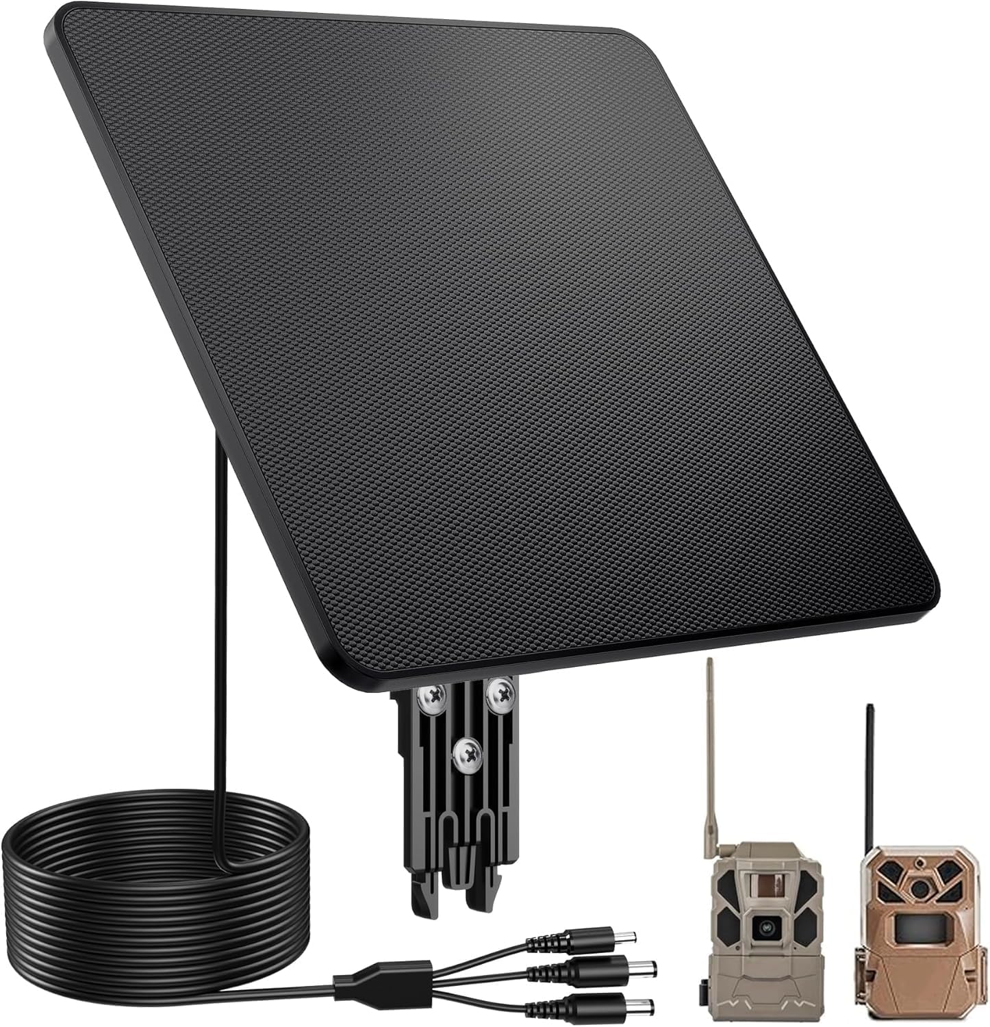 KJK 6W Trail Camera Solar Panels, Solar Battery Charger 12 Volt, Waterproof Hunting Accessory, Ideal for 24/7 Wildlife Monitoring, Compatible with All Wireless/Cellular Trail Cameras, 10000mAh Battery