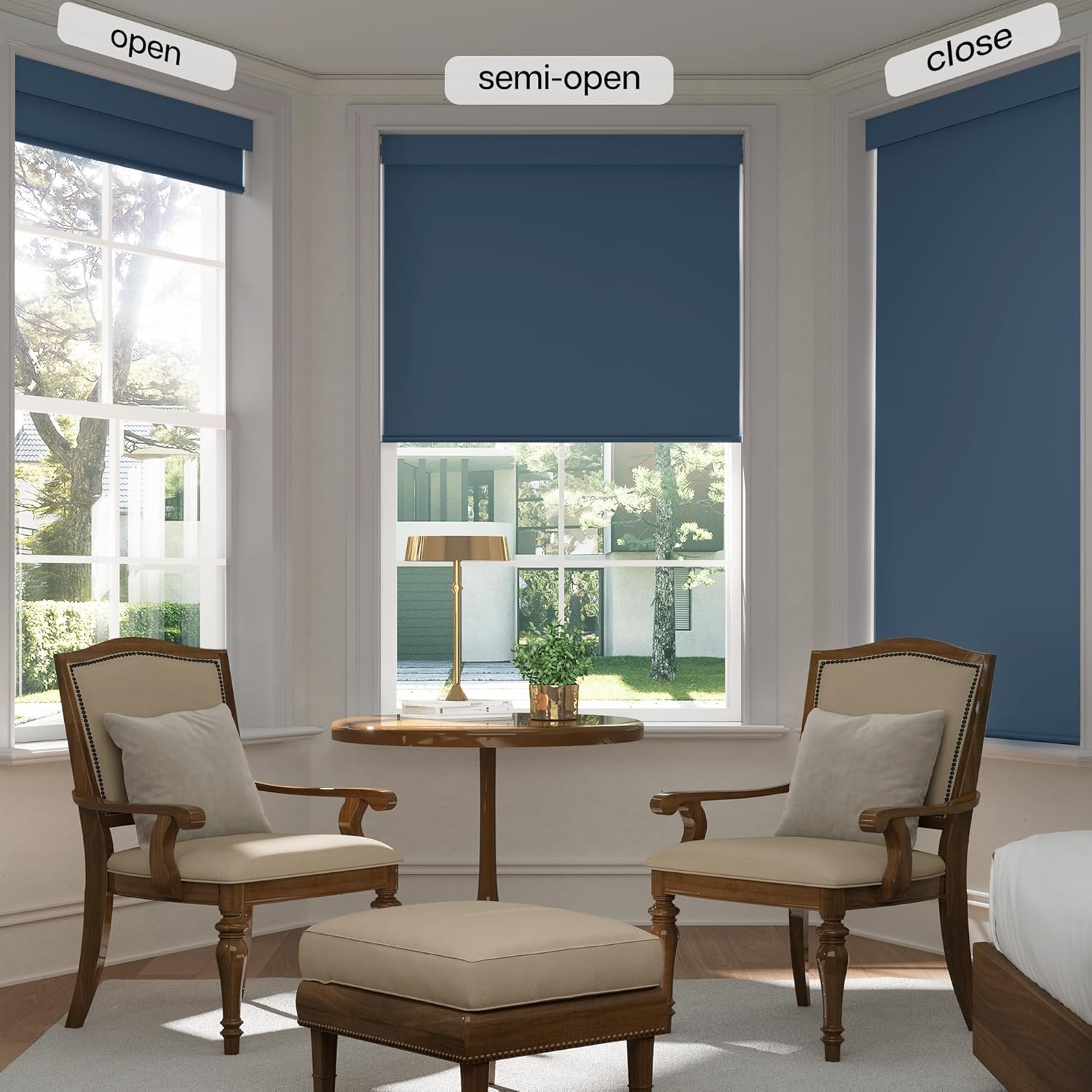 LazBlinds No Drill Blinds for Indoor Windows, Blackout Roller Shades, Cordless Window Blackout Blinds, Thermal Insulated Fabric UV Protection for Home and Office, 34.5" W x 72" H, Navy Blue