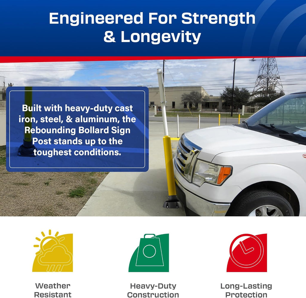 Impact Recovery - SlowStop Rebounding Bollard Sign Post - Handicap Parking Sign - Bollard Post - Made in the USA - 78” Van Accessible Signage