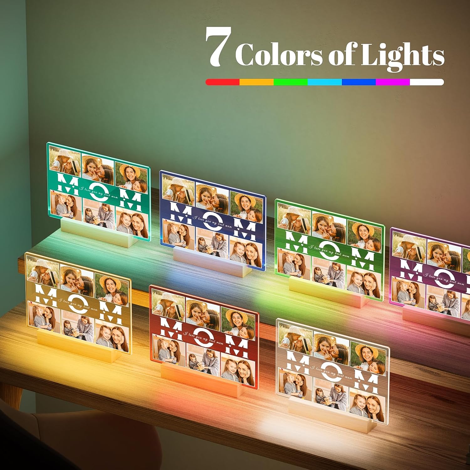 Personalized Gifts for Mom from Daughter Son, Custom Picture Frames with Photo, Customized Photo Frame with Night Light, Personalized Birthday Gifts for Mom