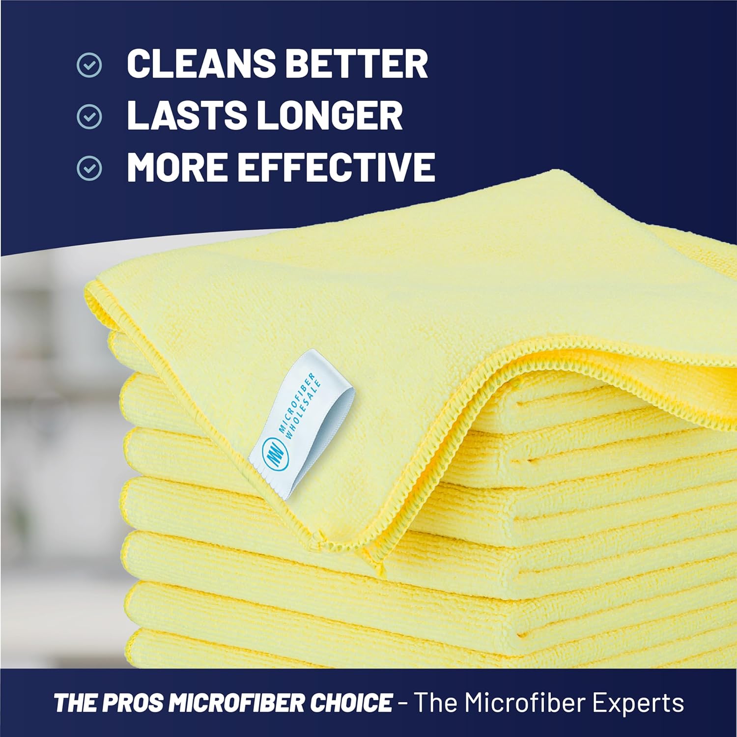 MW Pro Microfiber Cleaning Cloth | Yellow (12 Pack) | Size 16" x 16" | All Purpose Microfiber Towels - Clean, Dust, Polish, Scrub, Absorbent