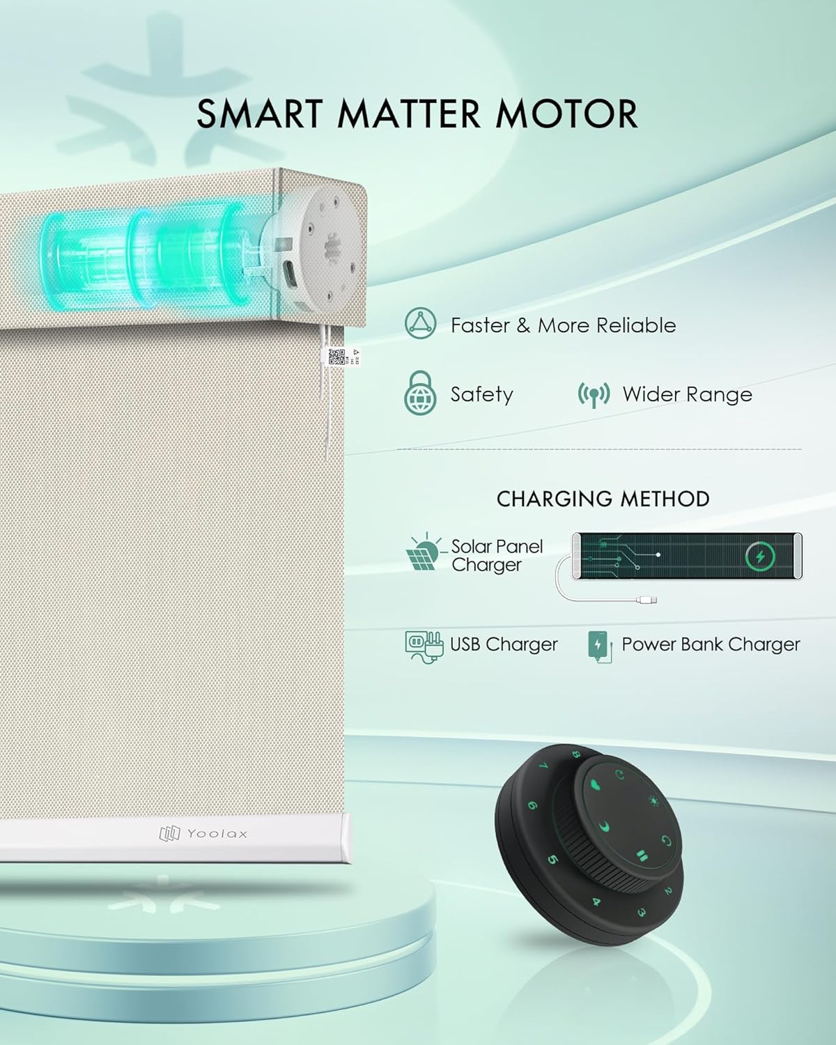 Yoolax Smart Blinds, Motorized Matter Solar Shades Flame Resistat Automatic Blinds for Windows Motorized Shades Compatible with Alexa, Google Home, Homekit(Solar-3% Openness Beige)