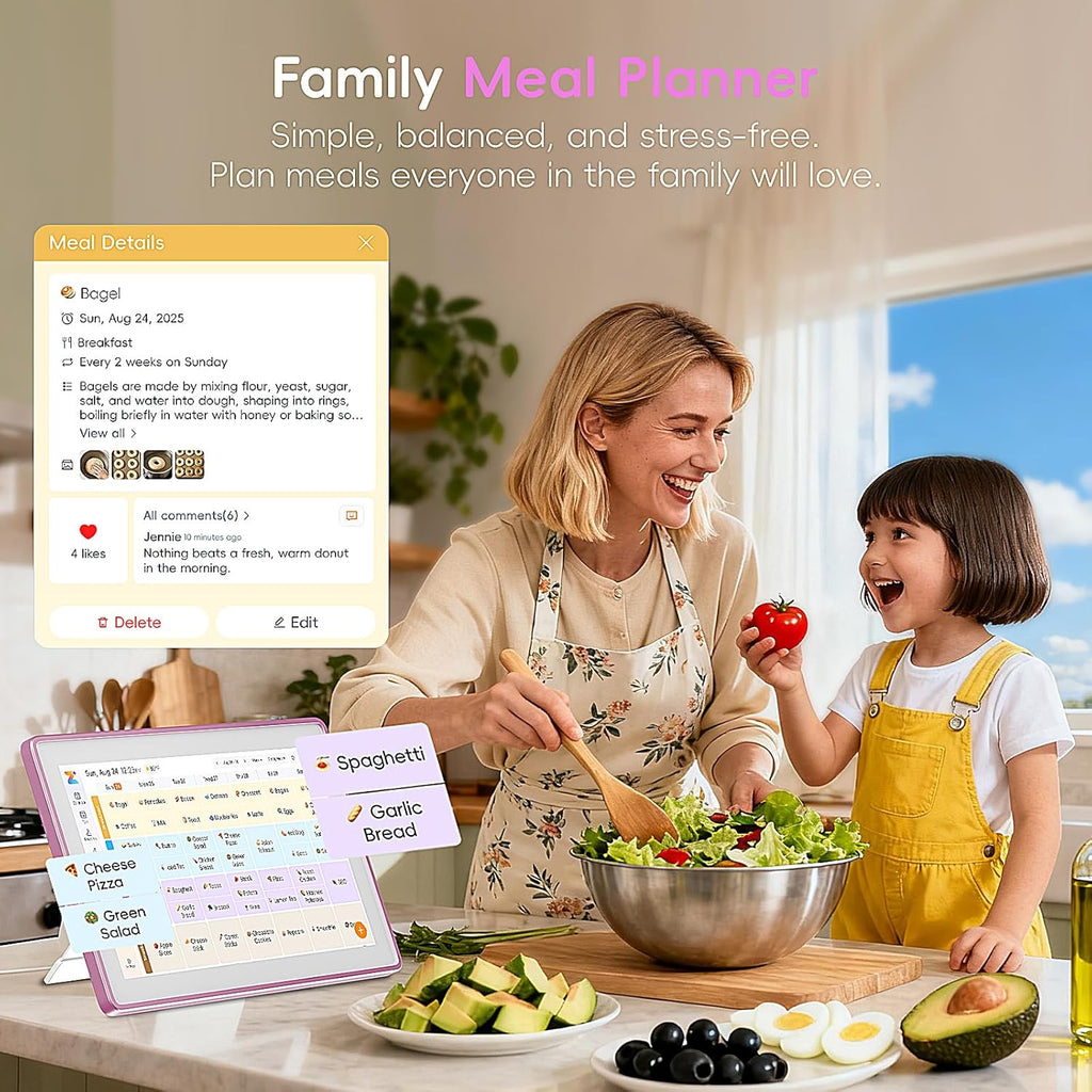 Westsee 15.6" Digital Wall Calendar Frame – Interactive Touchscreen Eletronic Calendars, Smart Family Planner for Schedule, Photo Display, Meals, Chore Chart & Tasks, Wall & Desk Mountable (Pink)