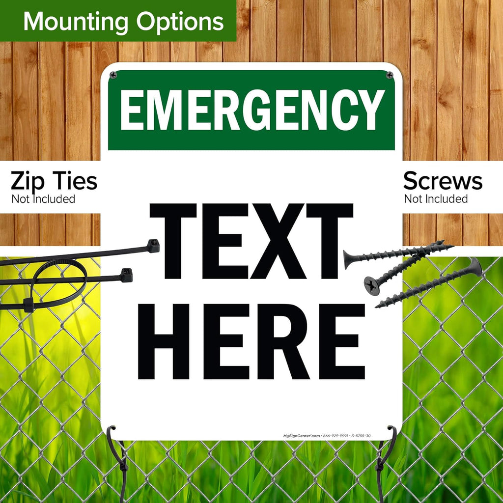 Custom Emergency Sign, OSHA Sign, 24x30 Inches, 55 mil thick HDPE (high density polyethylene), Made in USA by My Sign Center