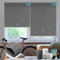 SmartWings Motorized Blinds Dual-Sided Blackout Shades Remote Control Smart Blind Shade Work with Thread Homekit Apple Z-wave Alexa Automatic Roller Shade Customized 16"-110"W (Bouvardia Medium Grey)