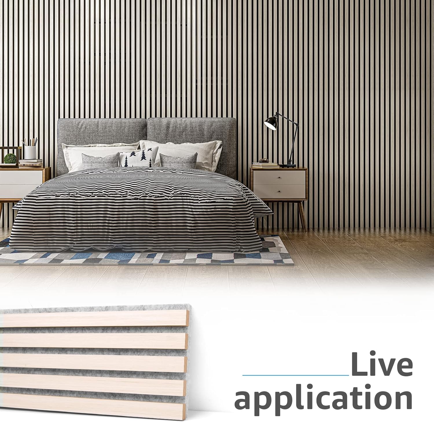 Art3d 4-Piece Wood Slat Acoustic Panels for Stylish Decor and Noise Reduction, 3D Textured Panel for Ceiling and Wall, White Elm