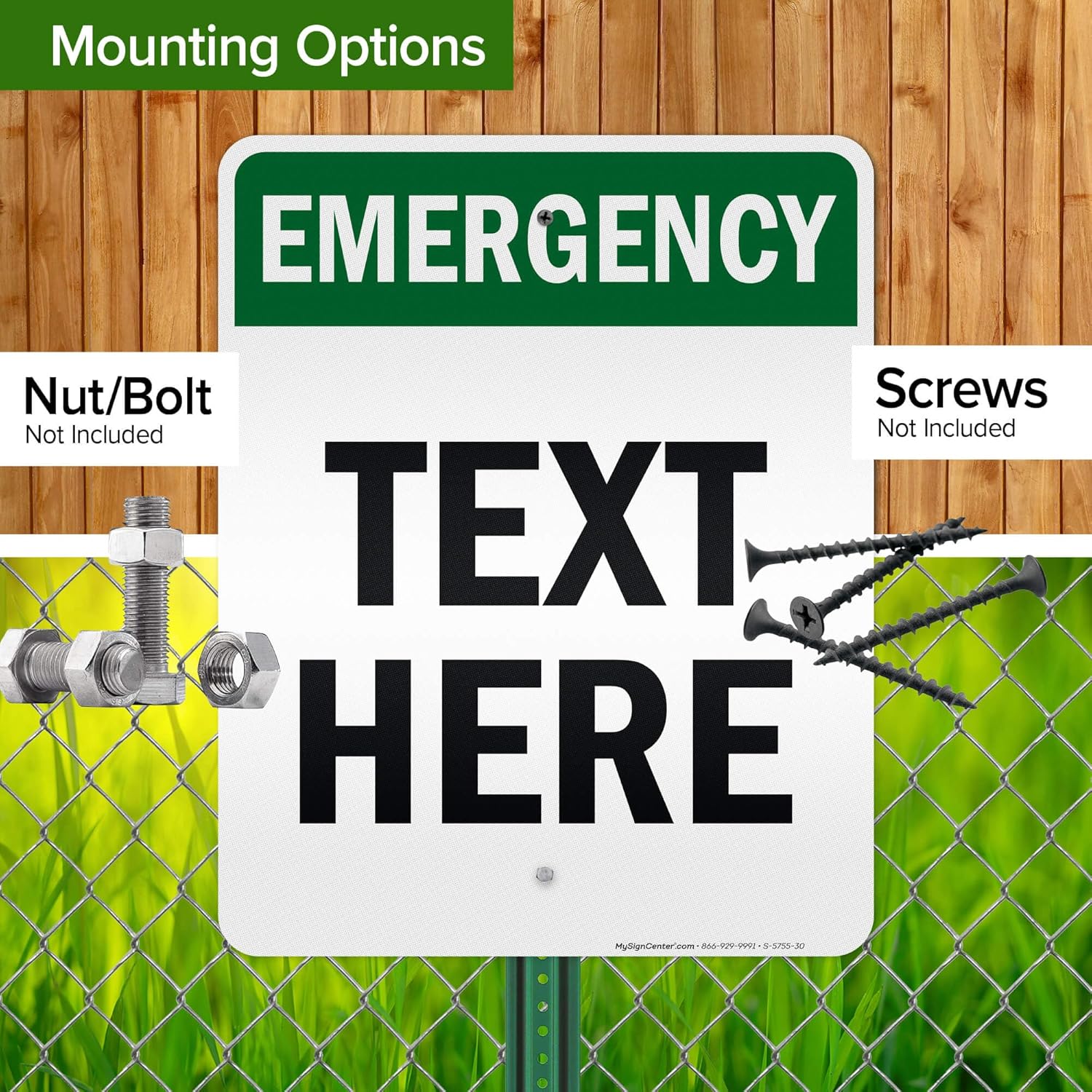 Custom Emergency Sign, OSHA Sign, 24x30 Inches, 3M EGP Reflective, Rust Free .080 Aluminum, Fade Resistant, Made in USA by My Sign Center