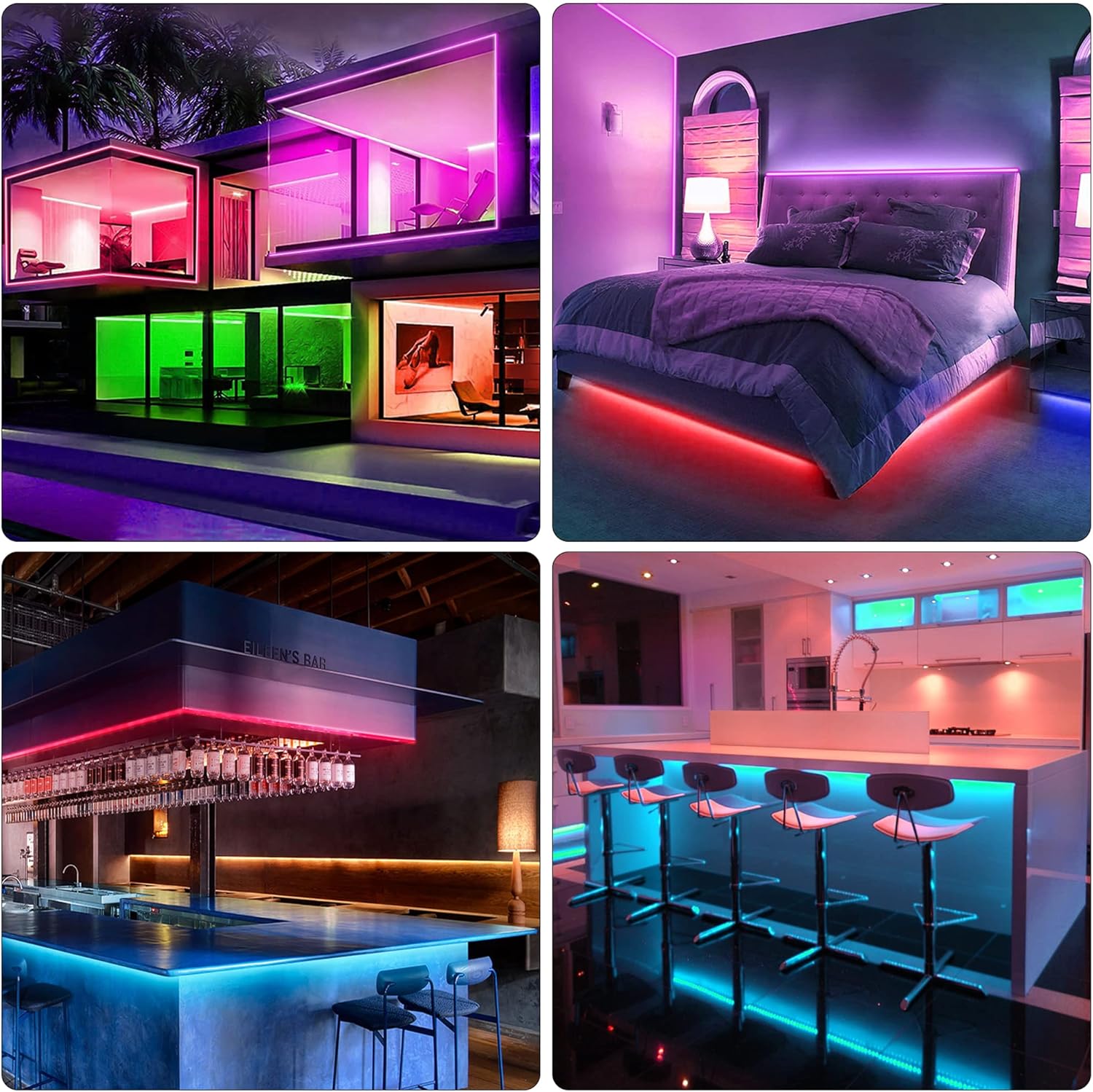 KEELIXIN LED Lights Music Sync RGB LED Strip Lights with APP & Remote Control (50ft-2rolls)