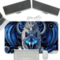 Heated Mouse Pad with 3 Temperature Settings(104°F–122°F),Large 24x14.2 Inch PU Leather Heated Desk Mat,Waterproof Warming Pad for Office,Gaming & Cold Hands Relief,Dragon and Wolf