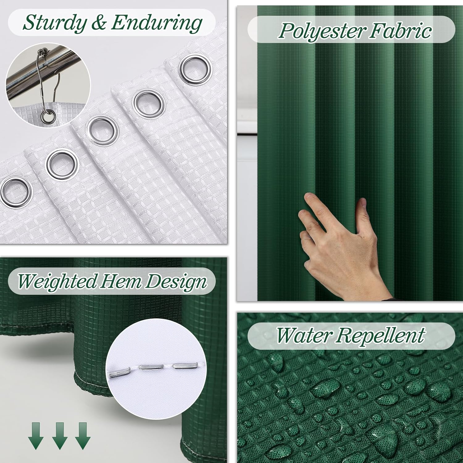 Bathroom Sets with Shower Curtain and Rugs, 27PC Bathroom Accessory Set, Green Bathroom Set, Green and Gold Bathroom Accessories Set with Trash Can, Toilet Brush and Soap Dispensers