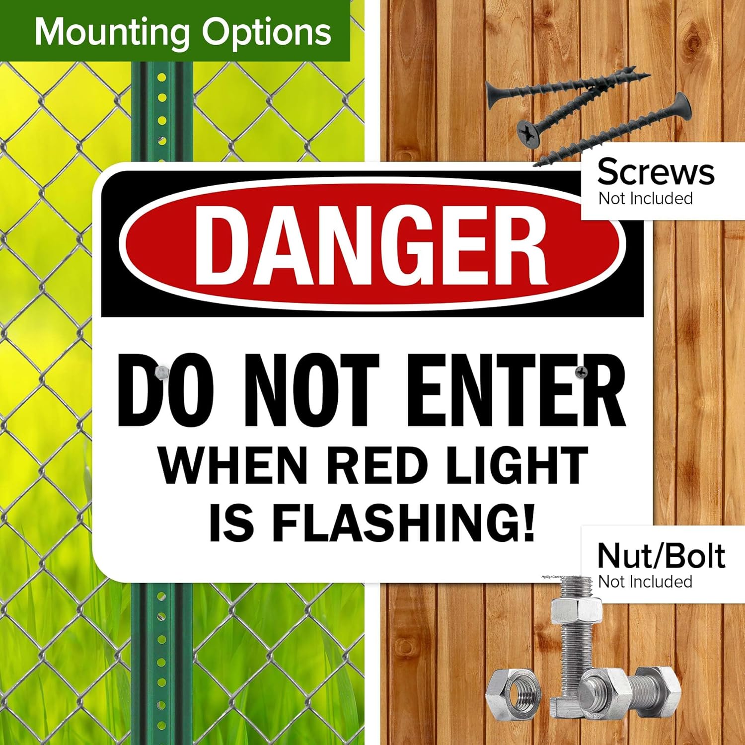 Danger Do Not Enter When Red Light is Flashing Sign, 18x24 Inches, Rust Free .063 Aluminum, Fade Resistant, Made in USA by My Sign Center