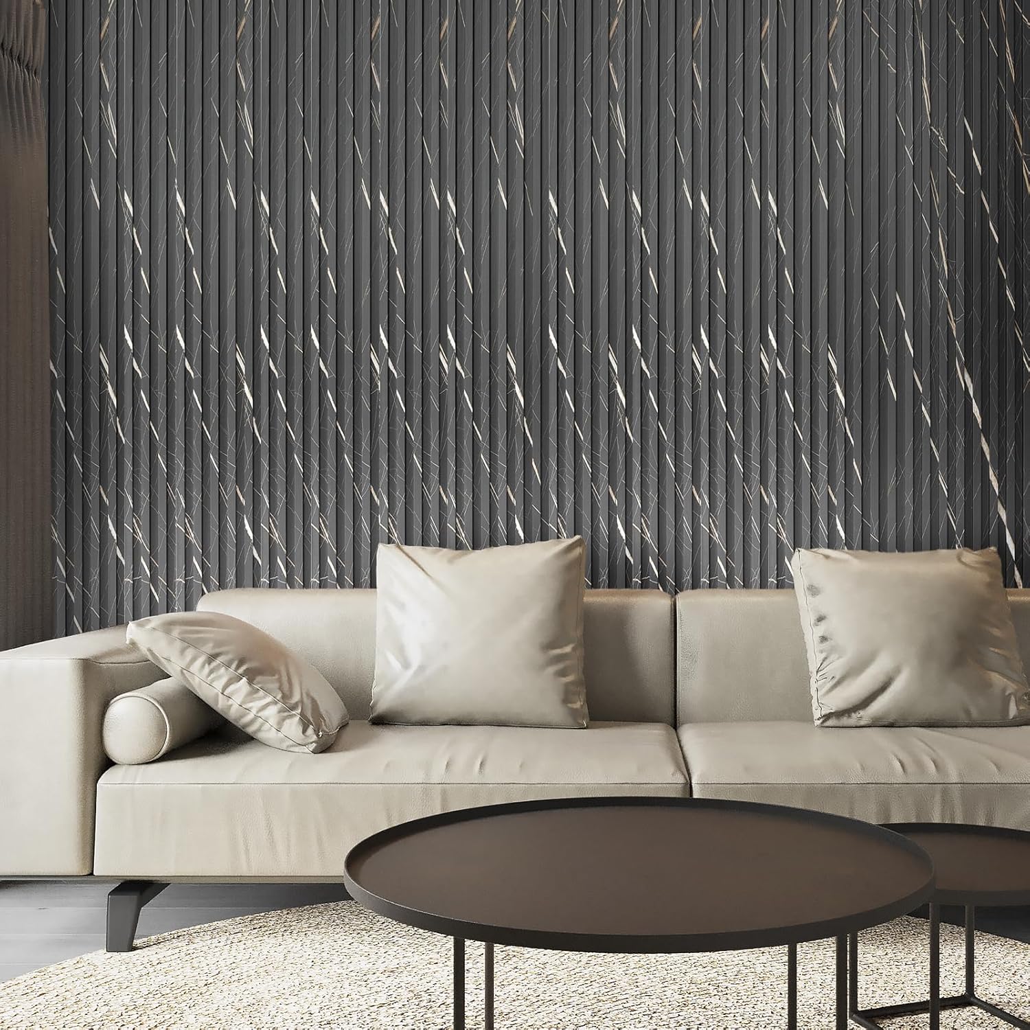 Art3d 8-Pack WPC Slat Panel for Interior Decor, Decorative Fluted Accent Wall Covering for Living Room Bedroom TV Background Office, 96 x 6 Inch - Granite