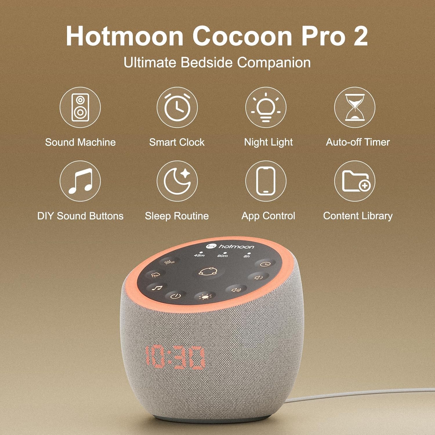 Hotmoon Sound Machine 388 Soothing Sounds White Noise Machine for Babies & Adults, Smart Night Light, Sleeping Timer App Control, Brown Noise Pink Noise Block Out Office Yoga, Plug-in