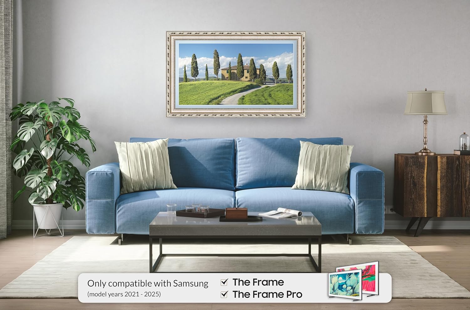 Ornate Silver 32" Premiere Deco TV Frame - Compatible ONLY with Samsung The Frame TVs (Fits 2021-2025, LS03A, LS03B, LS03C, LS03D, LS03FA)