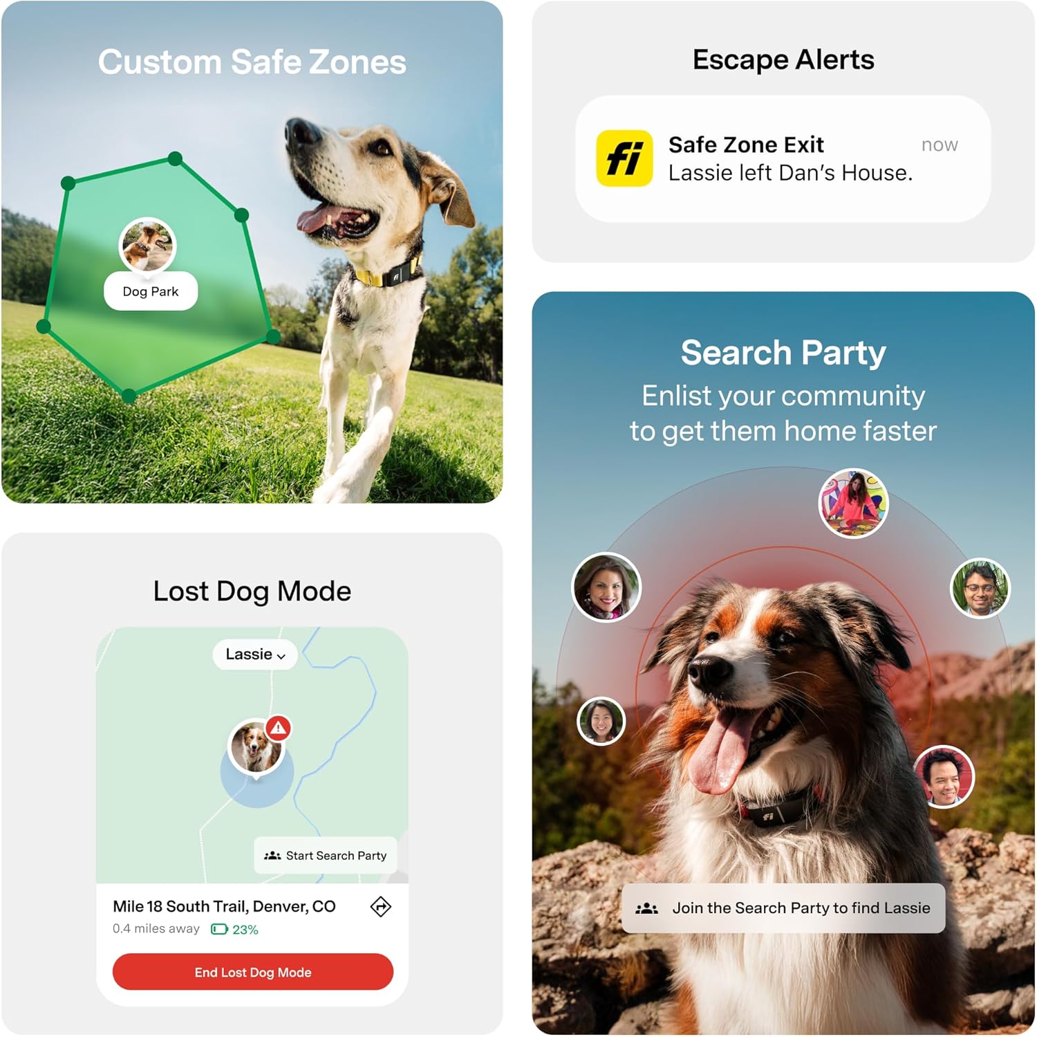 New Fi Series 3+ Smart Dog Tracker Collar [6 Month Membership Included] GPS Tracker for Dogs with Health & Behavior Monitoring, Escape Alerts, Waterproof, LED, Apple Watch Compatible (Gray, Medium)