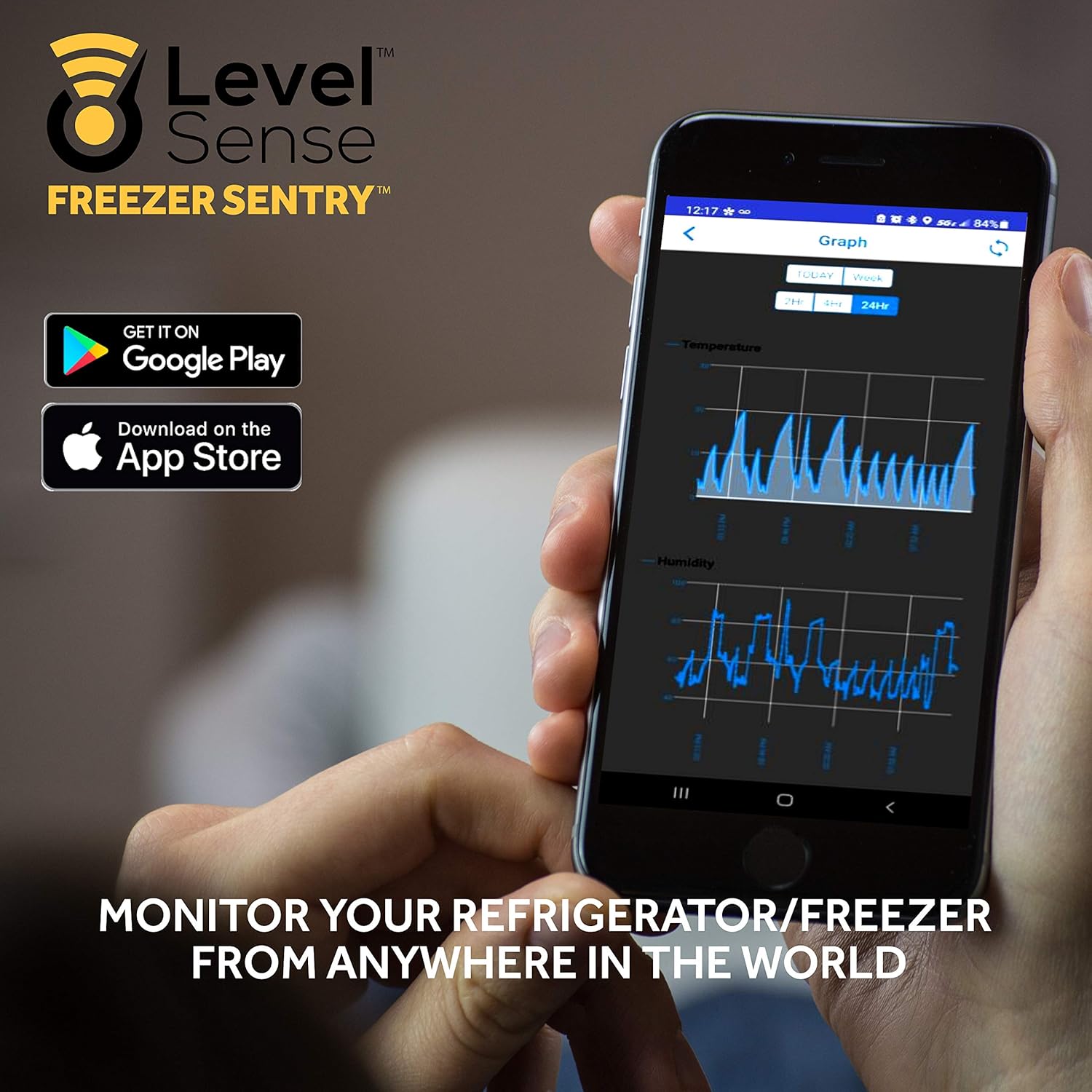 WiFi Freezer Alarm and Refrigerator Temperature Monitor – Wireless Freezer Thermometer (10 Foot Sensor Length)