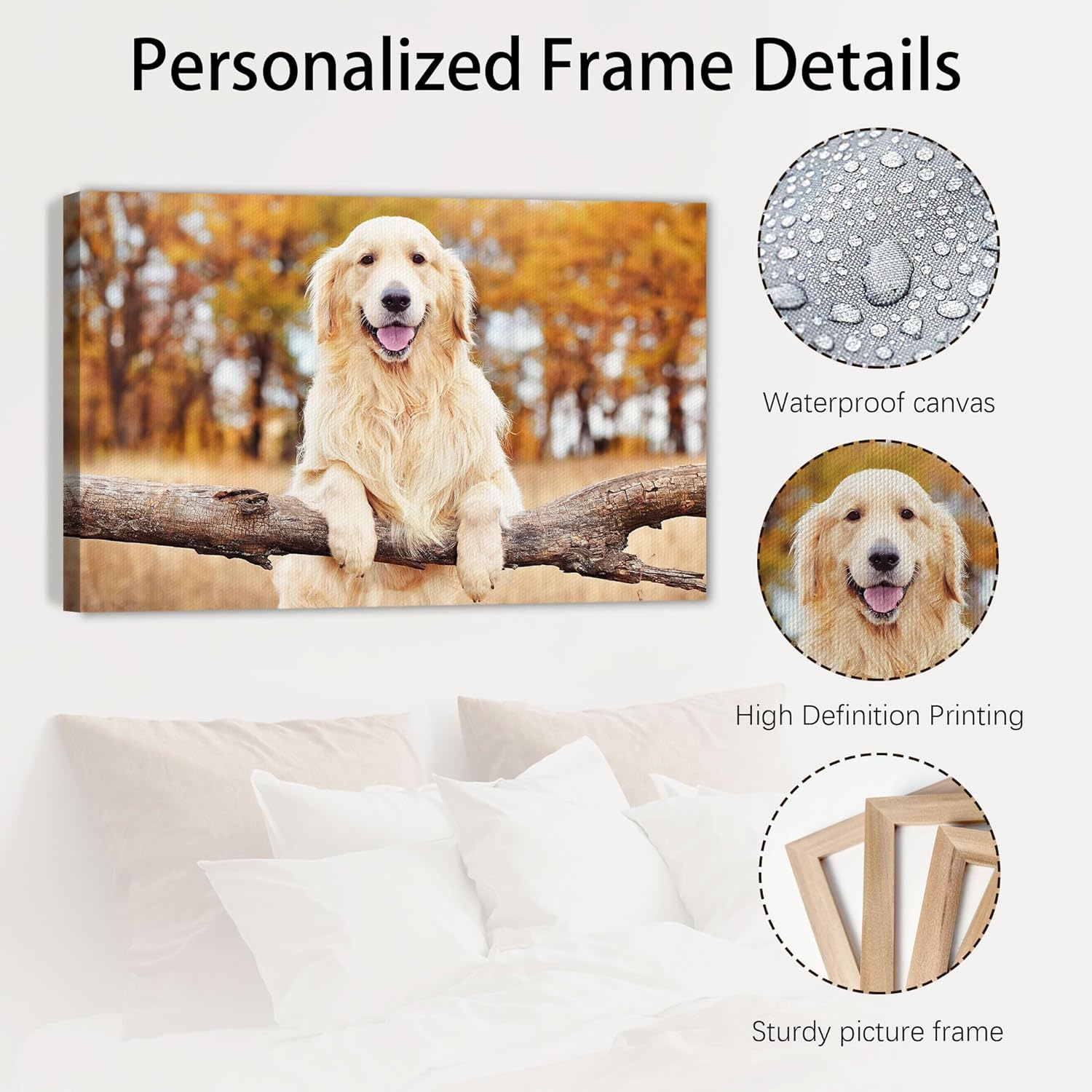 Custom Canvas Prints with Your Photos Personalized Photo Canvas Print Wall Art Customized Canvas Picture Frame Gifts for Pet Baby Family Mom Dad Men Women Couple Boyfriend Girlfriend Framed 30x20