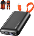 7.4V 20000mAh Heated Vest Battery Pack Compatible with ORORO, with Venustas, Rechargeable Outdoor Power Bank with Built-in USB-C Cable, DC/USB Ports for Heated Vests, Jackets, and Pants
