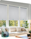 Yoolax Motorized Blinds with Remote, Blackout Smart Blinds for Windows Motorized Waterproof Roller Shades, Automatic Window Shades Work with Alexa Custom Size (Blackout-Vinyl White)