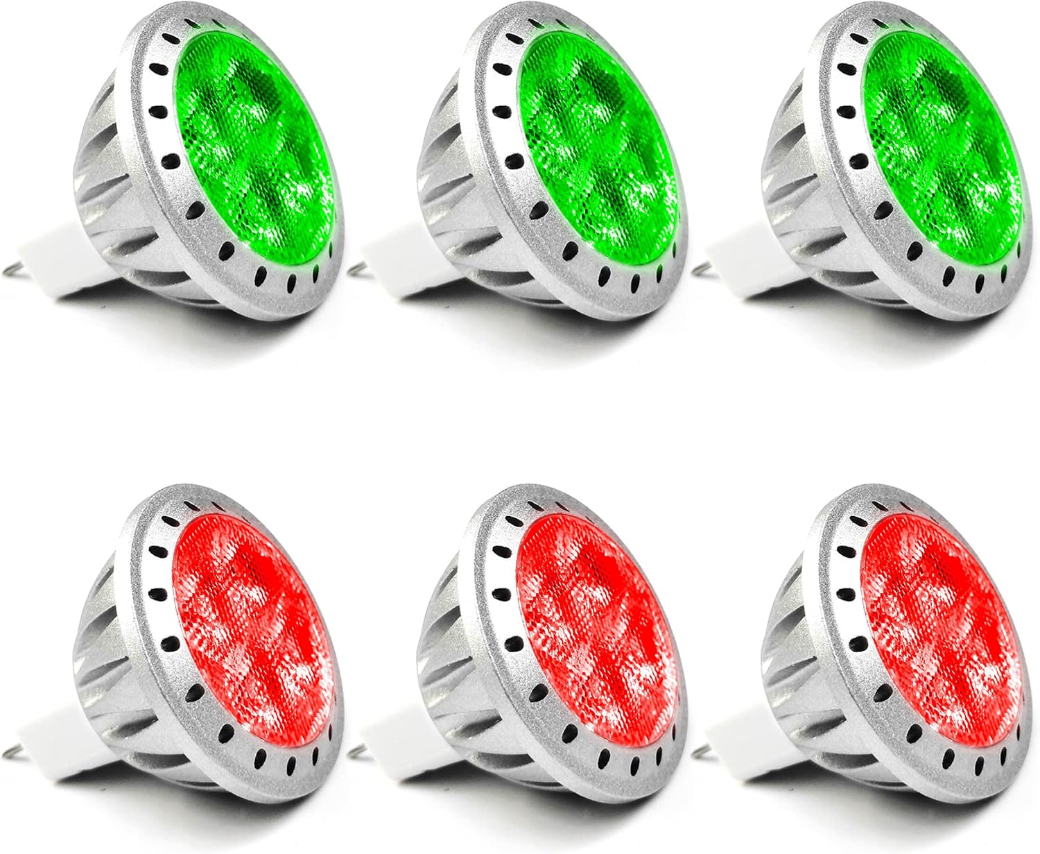 ALIDE Red Green MR11 GU4 Led Bulbs,Replace 10W 20W 35W Halogen,12V 3W Red Green MR11 for Christmas Holiday Decoration Outdoor Landscape Lighting,30 Deg,6 Pack Mix