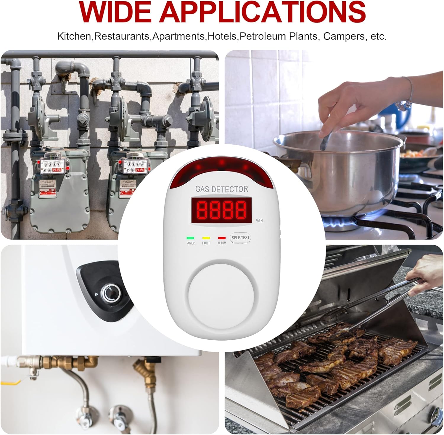 2 Packs Gas Detector & Alarm - Koabbit Plug in Natural Gas Detectors & Propane Gas Detectors for Home,RV & Kitchen, Combustible Gas Leak Detector Monitor for LNG, LPG, Methane.