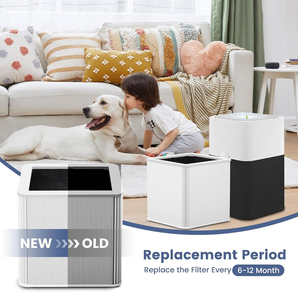 2 Pack 211+ Replacement Filter Compatible with Blue Pure 211+ and 211+ Auto Air Purifier, 2-Stage Filtration System of H13 True Filter & Activated Carbon Filter