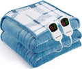 Heated Electric Blanket Queen Size - 84"x90" Flannel Heating Blanket with 10 Heating Levels & 5 Time Settings Over-Heat Protection, Winter Warmer for Adults with ETL Certification（Light Blue）