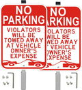 2 Pack No Parking Sign with 36" Metal Stakes, 14x10 inches Reflective Aluminum Sign, Fade Resistant/Waterproof, Violators Will Be Towed Warning