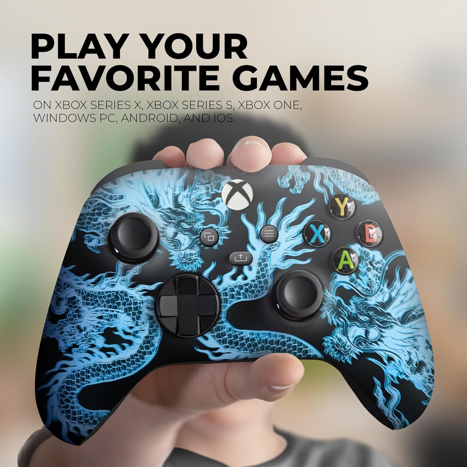 DreamController Neon Dragonns Custom X-box Controller Wireless compatible with X-box One/Series X/S Proudly Customized in USA with Permanent HYDRO-DIP Printing (NOT JUST A SKIN)