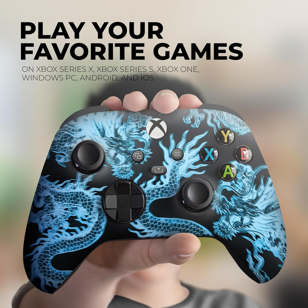 DreamController Neon Dragonns Custom X-box Controller Wireless compatible with X-box One/Series X/S Proudly Customized in USA I Permanent HYDRODIP Print(NOT JUST A SKIN)(MODDED)