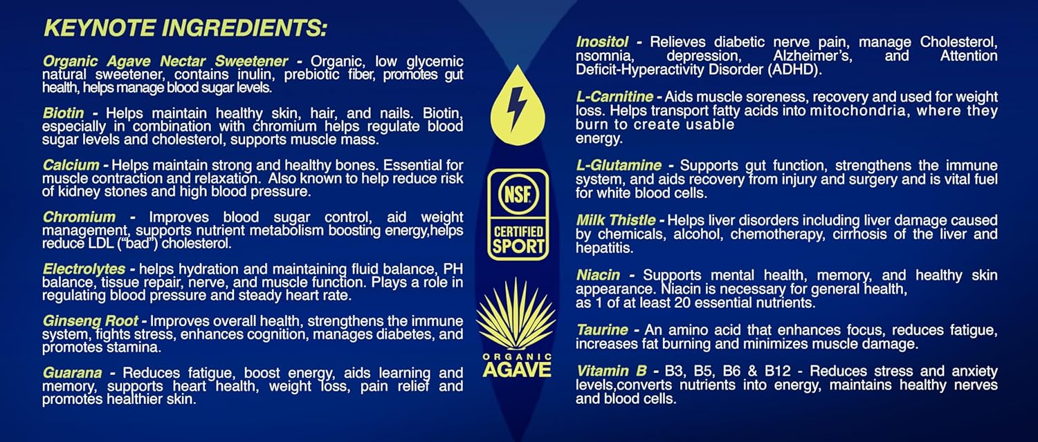ProBaller Ultra Premium Energy Drink - Natural Clean NSF Certified Sport Drink with Amino Acids, Taurine, Biotin, Organic Agave, Vitamin B 12 Methylcobalamin, & Electrolytes - 15 Pack - Citrus