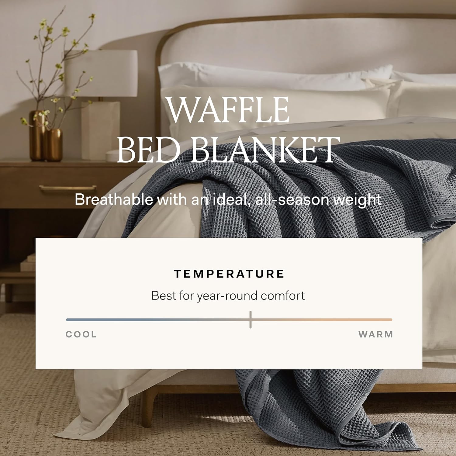 BOLL & BRANCH Waffle Bed Blanket - Twin/Twin XL, Holly - Luxury 100% Organic Cotton - Soft, Lightweight and Breathable - Textured Waffle Weave