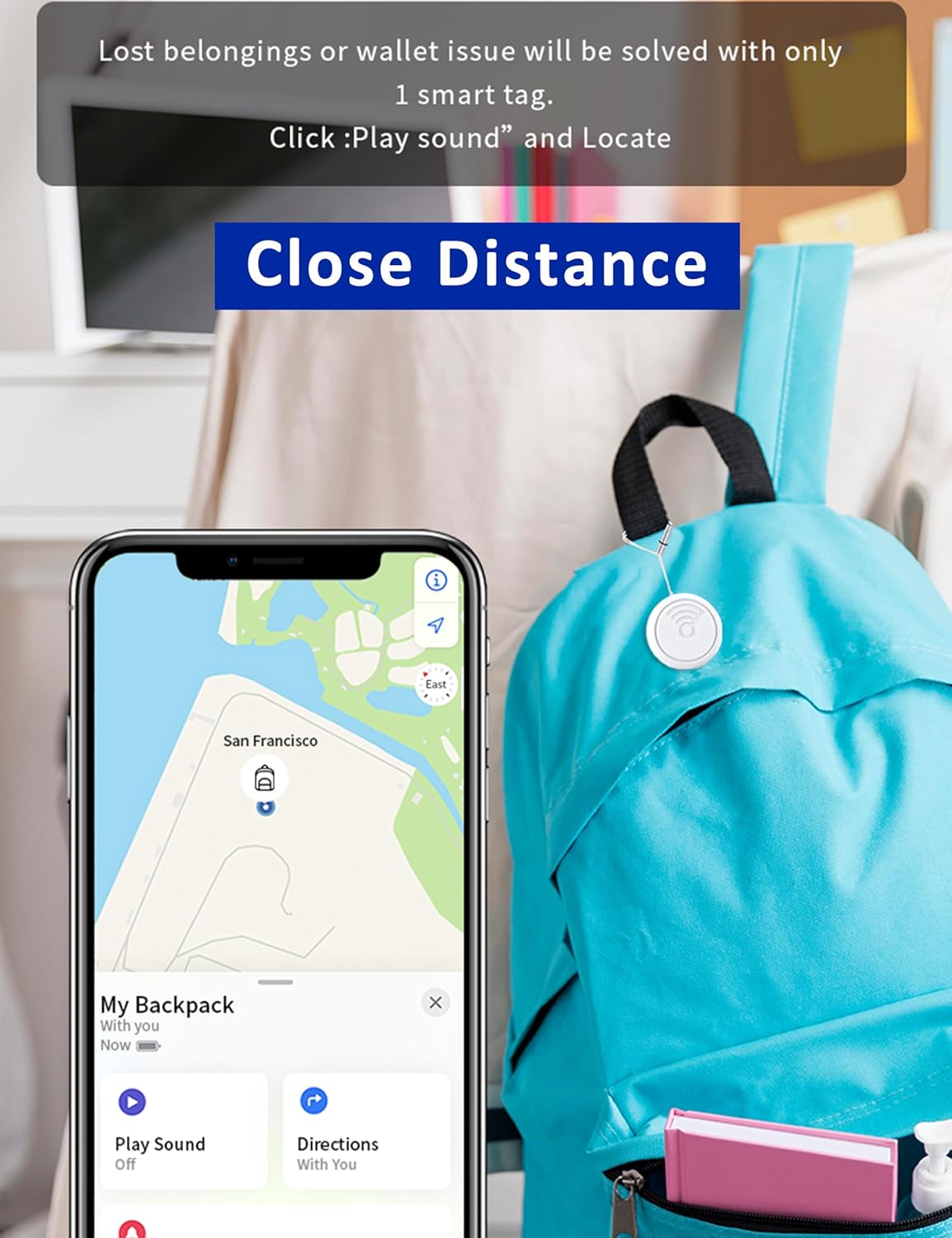 Air Tags-4 Pack: High Capacity Battery | IP65 Waterproof, Smart Tags Works with Apple Find My (iOS only) Bluetooth Tracker Tag Locator for Keys,Luggage,Backpack etc