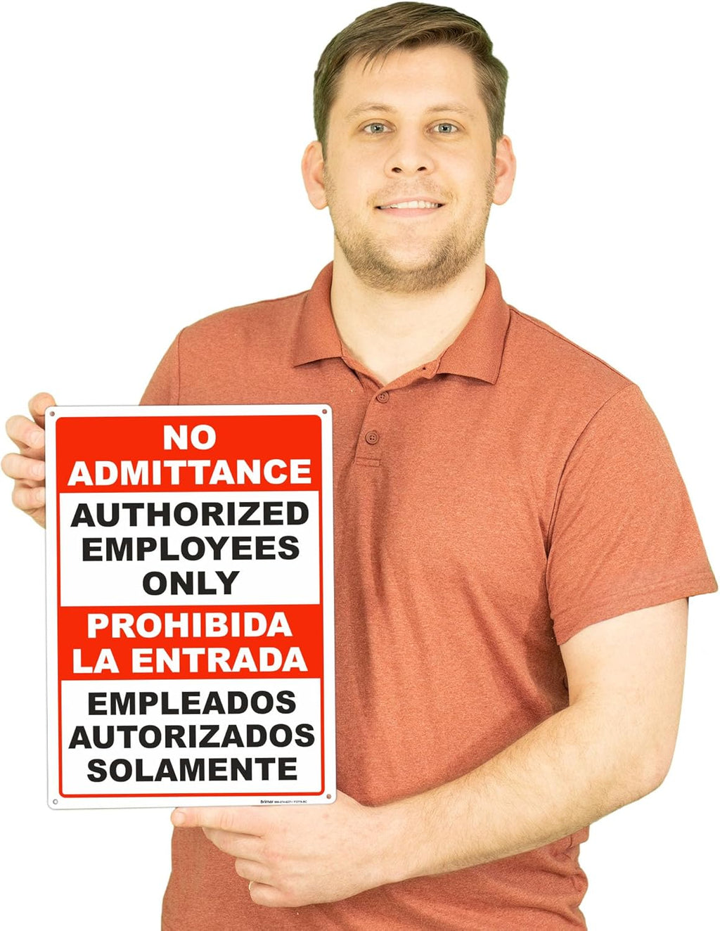 Brimar - 10" x 14" - Bilingual Authorized Employees Only Sign - .055″ Polyethylene Plastic - Enhanced Visibility - Easy Installation