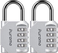 Puroma 2 Pack Combination Lock for Locker 4 Digit Outdoor Waterproof Padlock for School, Gym, Sports, Fence, Toolbox, Gate, Case, Outdoor, Hasp Storage, Cabinets (Silver)