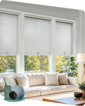 Yoolax Motorized Blinds with Remote, Smart Blinds for Windows Motorized Roller Shades, Automatic Window Shades Compatible with Alexa Custom Size (Light Filtering-Pure White)