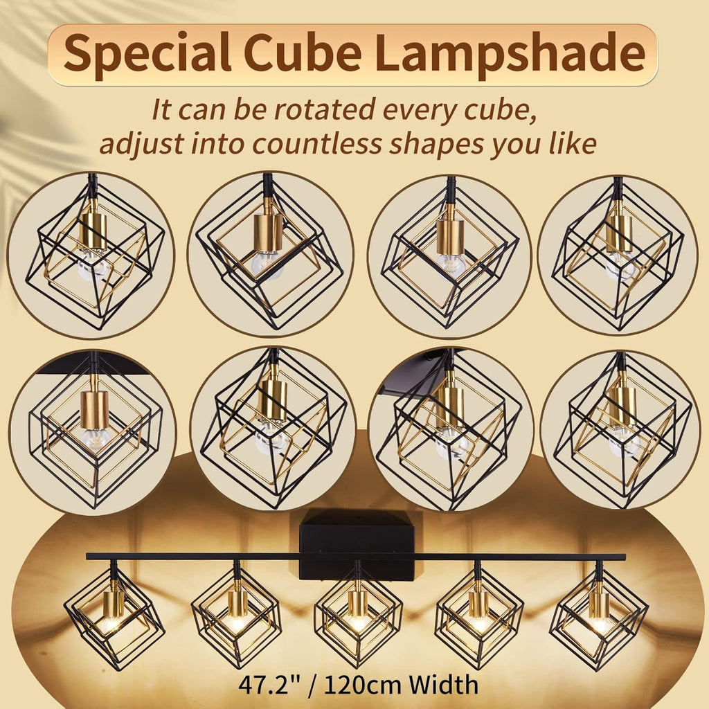 Bathroom Vanity Light with 5 Bulbs Bathroom Light Fixtures Over Mirror with Rotatable 5 Cube Shades Modern Wall Mounted Matte Black