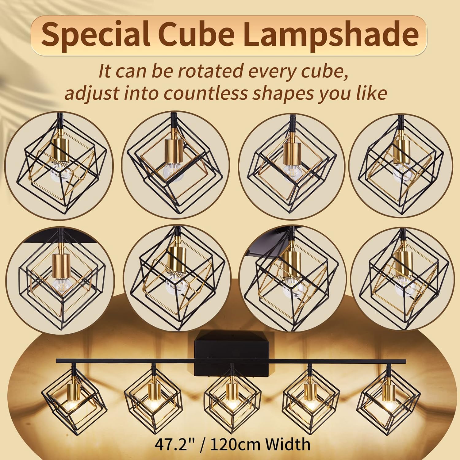 Bathroom Vanity Light with 5 Bulbs Bathroom Light Fixtures Over Mirror with Rotatable 5 Cube Shades Modern Wall Mounted Matte Black