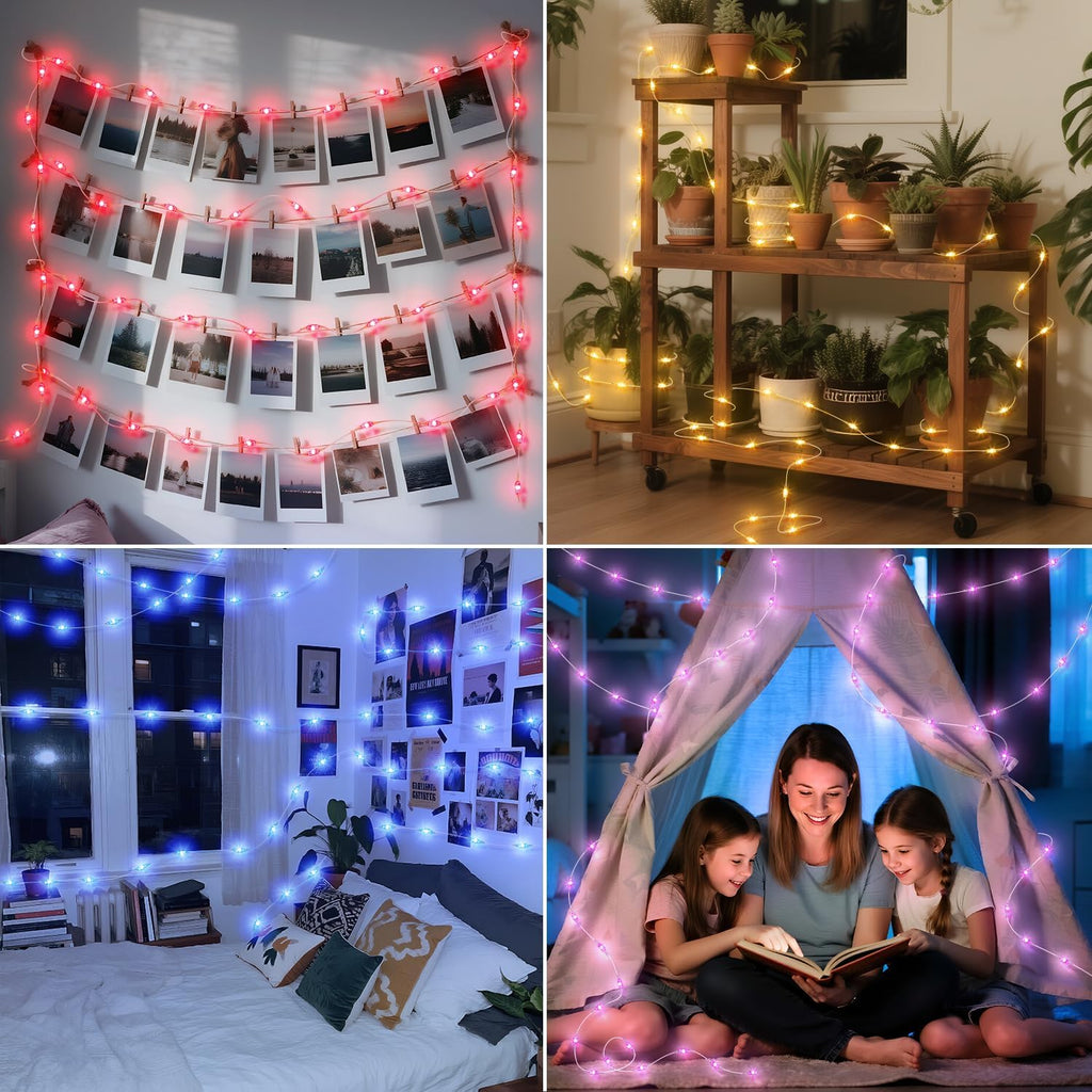 OMIKA 2 Pack 16.4ft 50 LED 16 Colors Battery Operated & USB Powered Fairy Lights, with Remote Waterproof LED String Lights for Bedroom Garden Patio Party Indoor Outdoor Decor(132 Modes)
