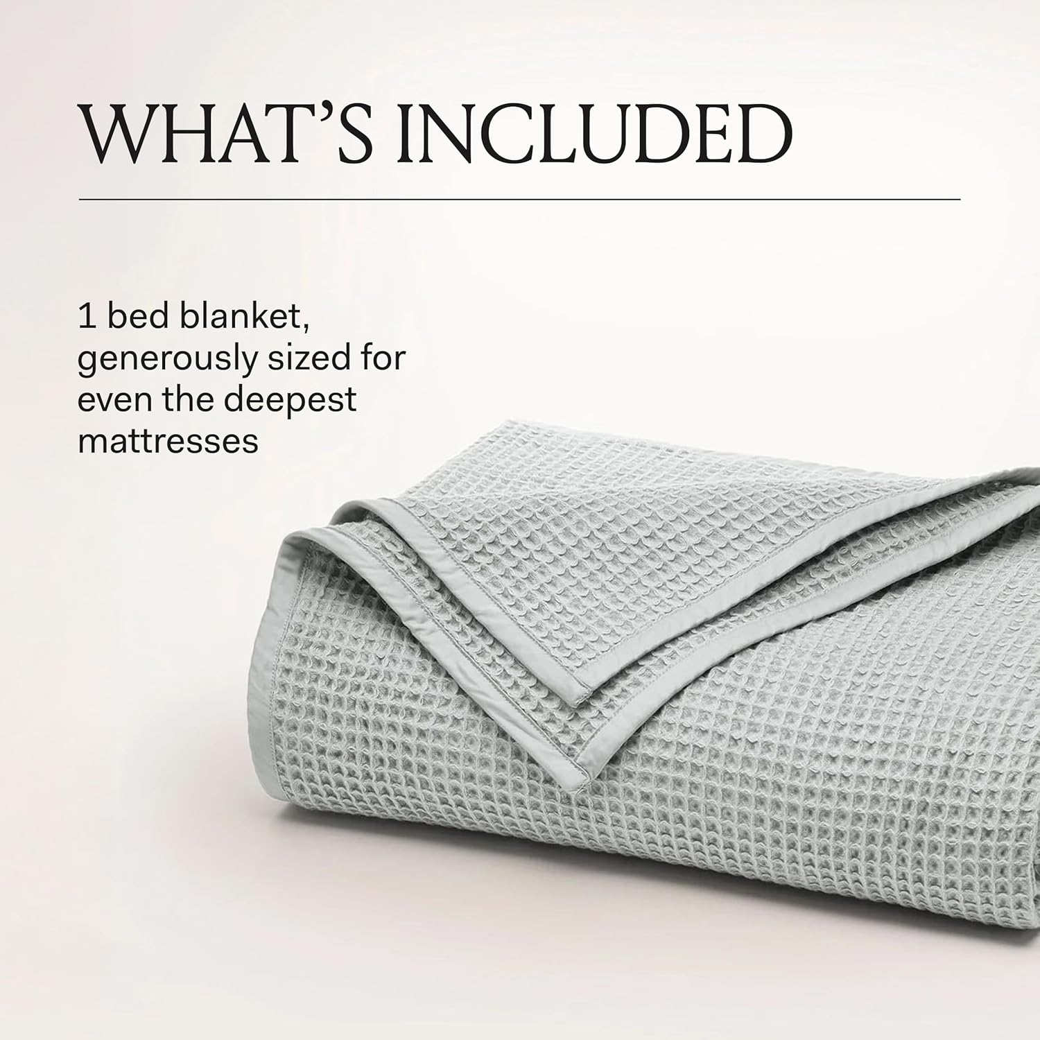 BOLL & BRANCH Waffle Bed Blanket - Full/Queen, Mineral - Luxury 100% Organic Cotton - Soft, Lightweight and Breathable - Textured Waffle Weave Design