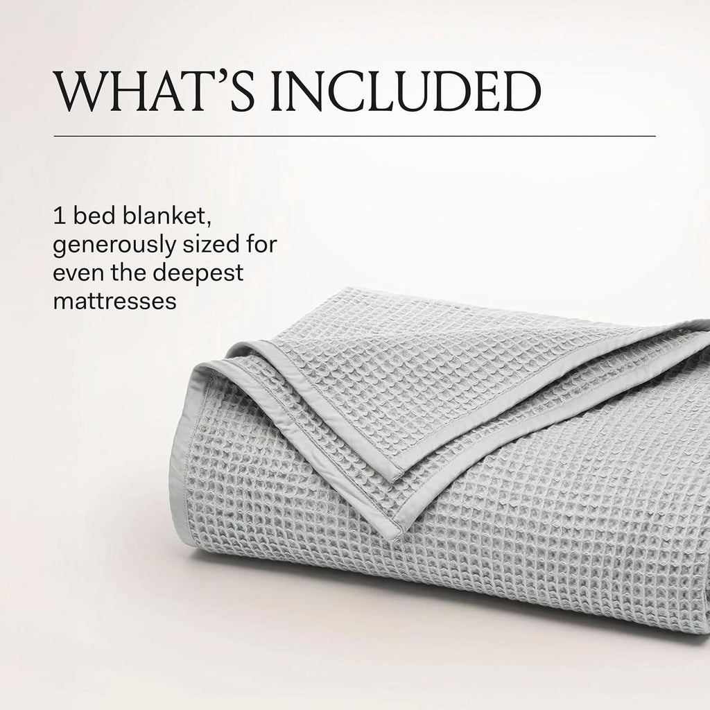BOLL & BRANCH Waffle Bed Blanket - Full/Queen, White - Luxury 100% Organic Cotton - Soft, Lightweight and Breathable - Textured Waffle Weave Design