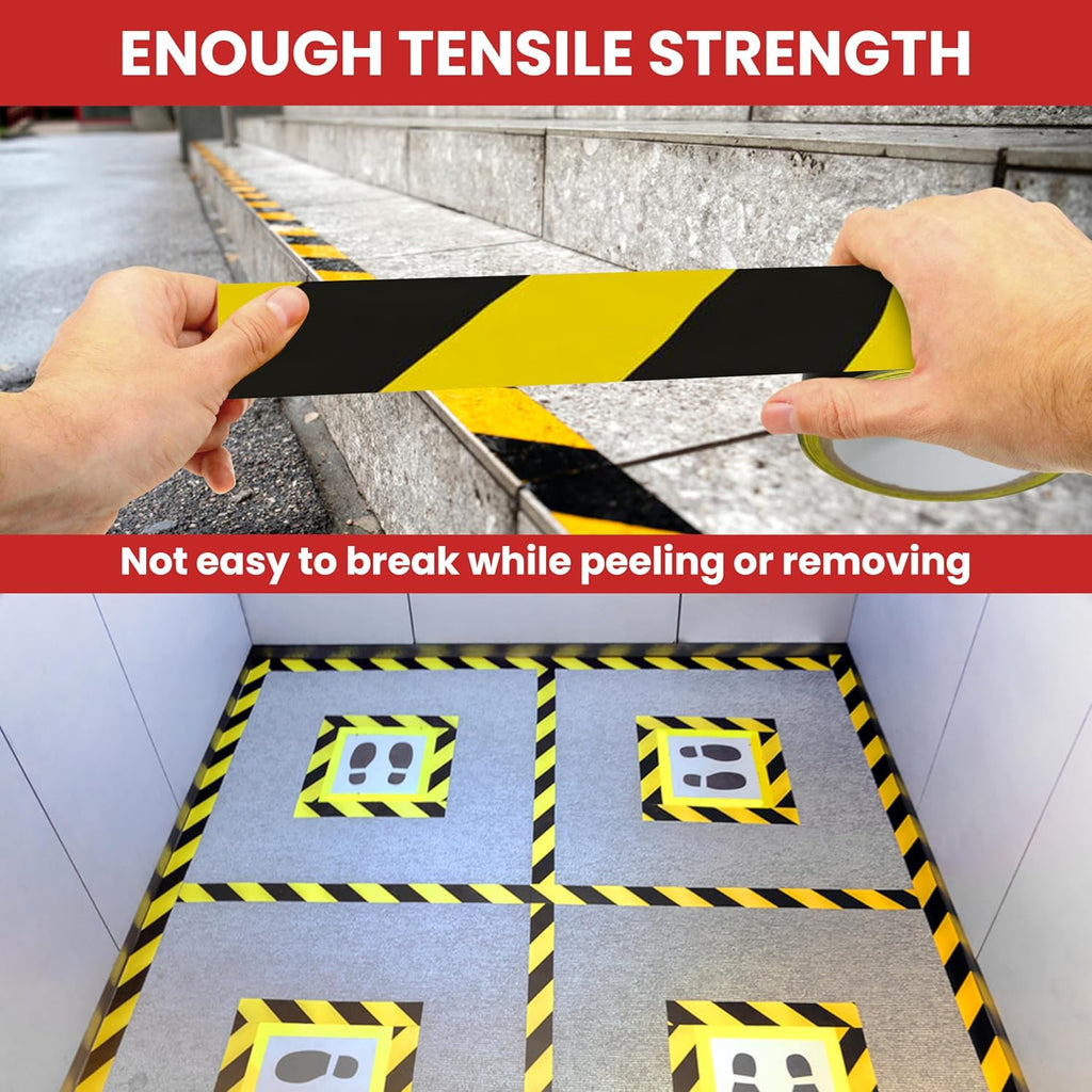 GGR Supplies SST-618C Black & Yellow Hazard Warning Safety Stripe Tape: 1/2" in. Wide x 18 yds.