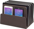 MobileVision Multi Device Stand & Organizer for Smartphones, Tablets and Laptops, Executive Dark Brown, 5 Slots
