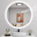 STARLEAD 28" LED-Bathroom-Mirror-with-Lights, Wall-Mounted with Bluetooth Speaker, Anti-Fog, 3 Color Temperature, Dimmable Brightness, Waterproof, Tempered Glass, Frontlit & Backlit, Round
