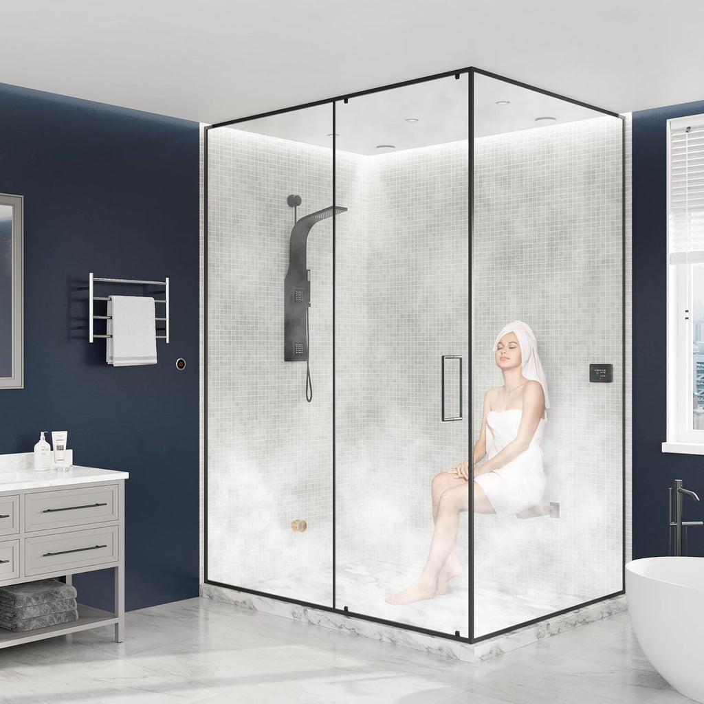 SteamSpa 10.5kW Steam Sauna Generator Executive Bundle 240V Steam Generator with Touch Pad, Steamheads, Pressure Relief Valve, Built-in Auto Drain, LED Light, Filter and Quick Install Kit EXT1050BN
