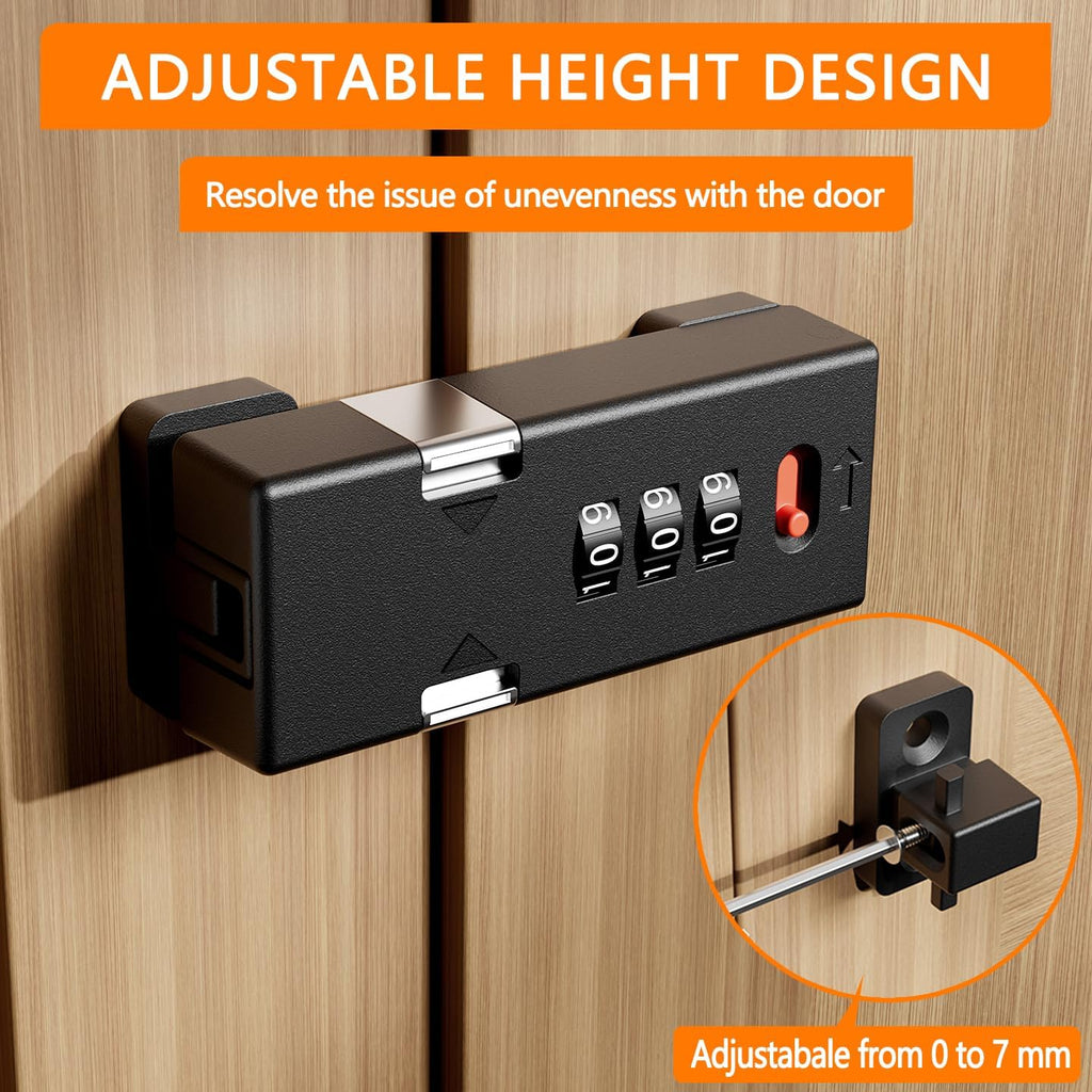 Cabinet Lock，Barn Door Latches,3-Digit Combination Security Locks,Combination Security Lock,for Office File Cabinet,Drawers,Locker,Small Door,Cupboard (1, Black_180 Degree)