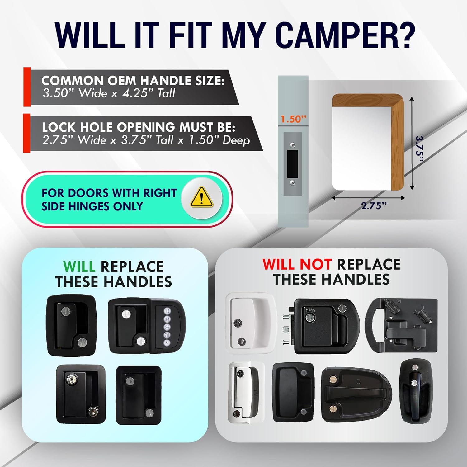 LATCH.IT Chrome RV Door Lock Replacement | Premium RV Door Handle & Camper Latch with 4 Keys | Trusted Trailer Lock for Travel Camper | Fits 2.75"x3.75" Holes | Travel Trailer Locks Replacement