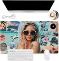 Heated Mouse Pad 23.6 x 14 in 3-Temp Fast Heating Desk Mat with Auto Timer Warmer for Hands Wrist Pain Relief Waterproof Keyboard Mat for Office, Gaming, Home, Beach Vibes Beauty