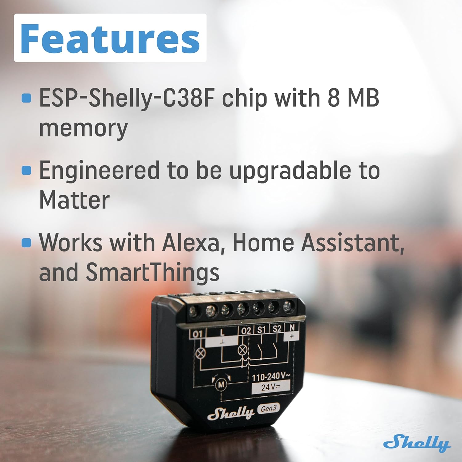 Shelly 2PM Gen3 | WiFi 2-Channel Smart Relay Switch with Power Metering | Home Automation | Roller Shutters, Blinds, Gates Control | Remote Control | Alexa & Google Home | iOS Android App