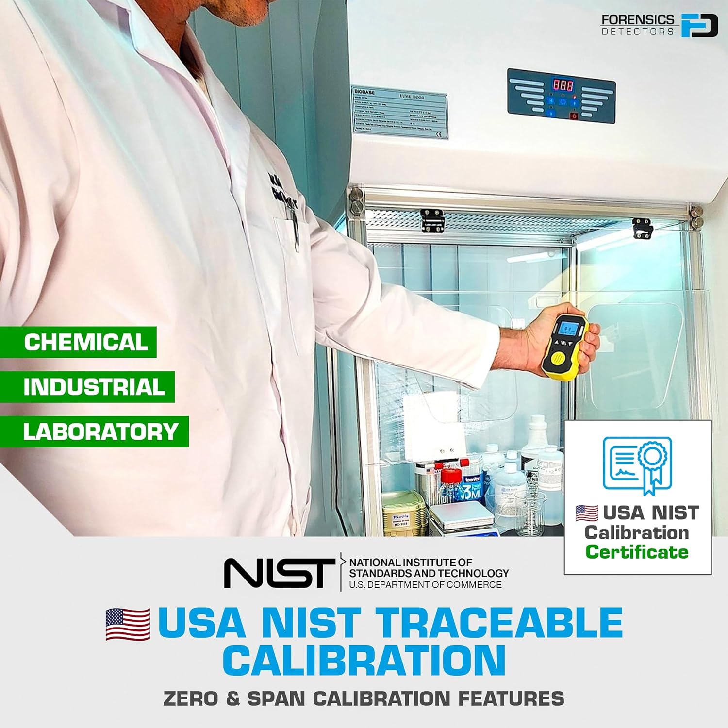 Ethylene Oxide ETO Detector by Forensics | USA NIST Calibration & Certificate | USB Recharge | Sound, Light and Vibration Alarms | 0-20 ppm C2H4O |